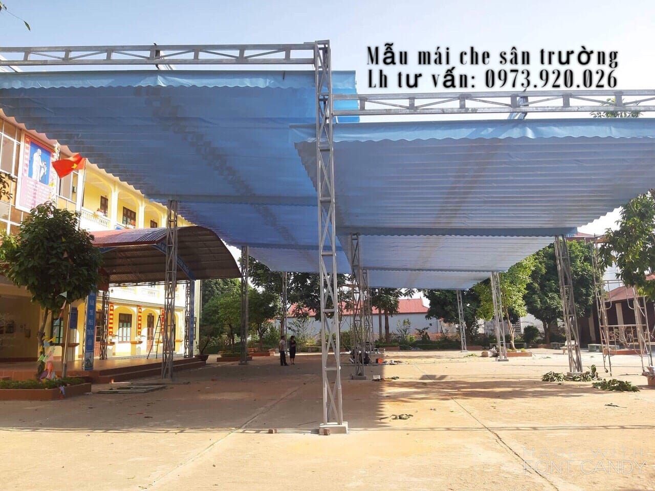 mai-bat-che-san-truong mái bạt che sân trường