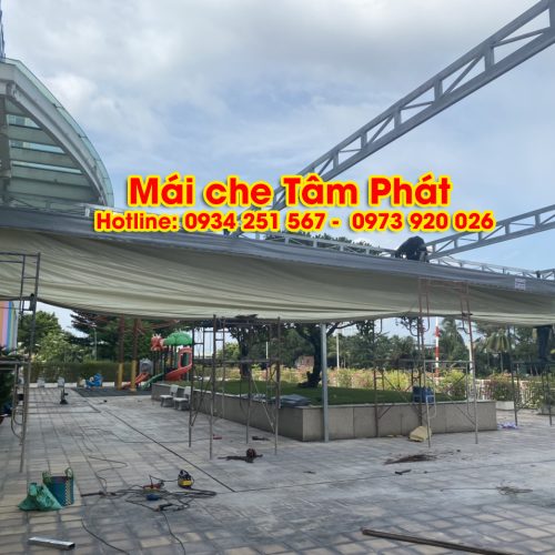 Thi công mái bạt xếp