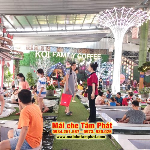 Mẫu mái che quán Cafe cá Koi đẹp