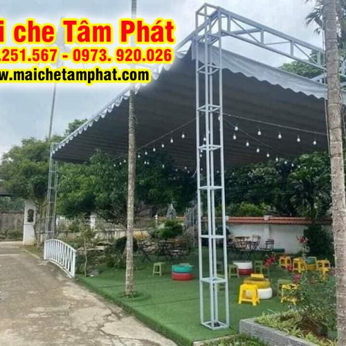 Mái bạt xếp, mái bạt kéo che quán cafe sân vườn
