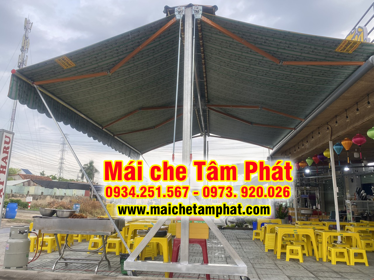 Mái che lưu động, mái che 2 bên có bánh xe giá rẻ