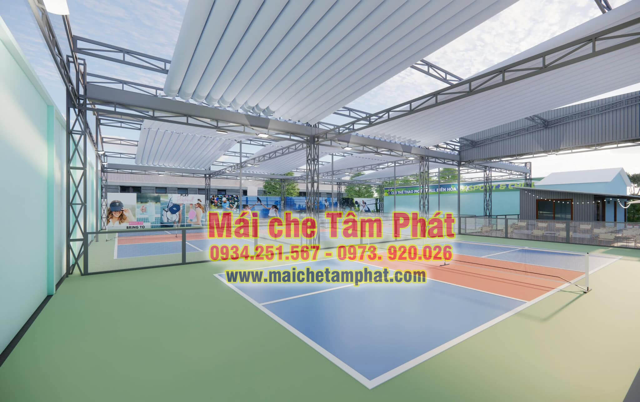 Làm mái che sân Pickleball Biên Hòa giá rẻ