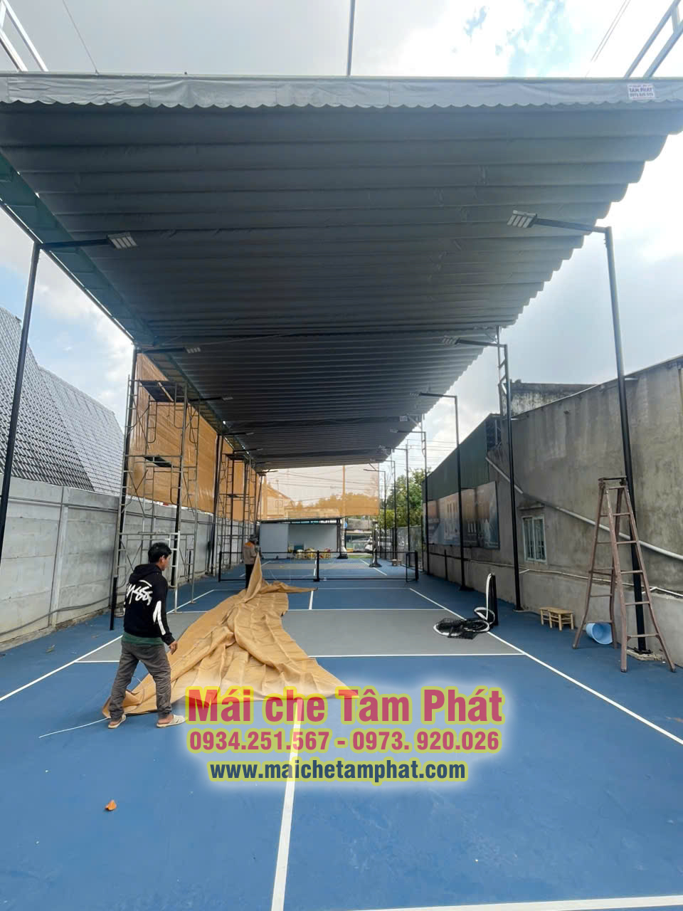Thi công làm mái che di động sân Pickleball ở Bà Rịa Vũng Tàu
