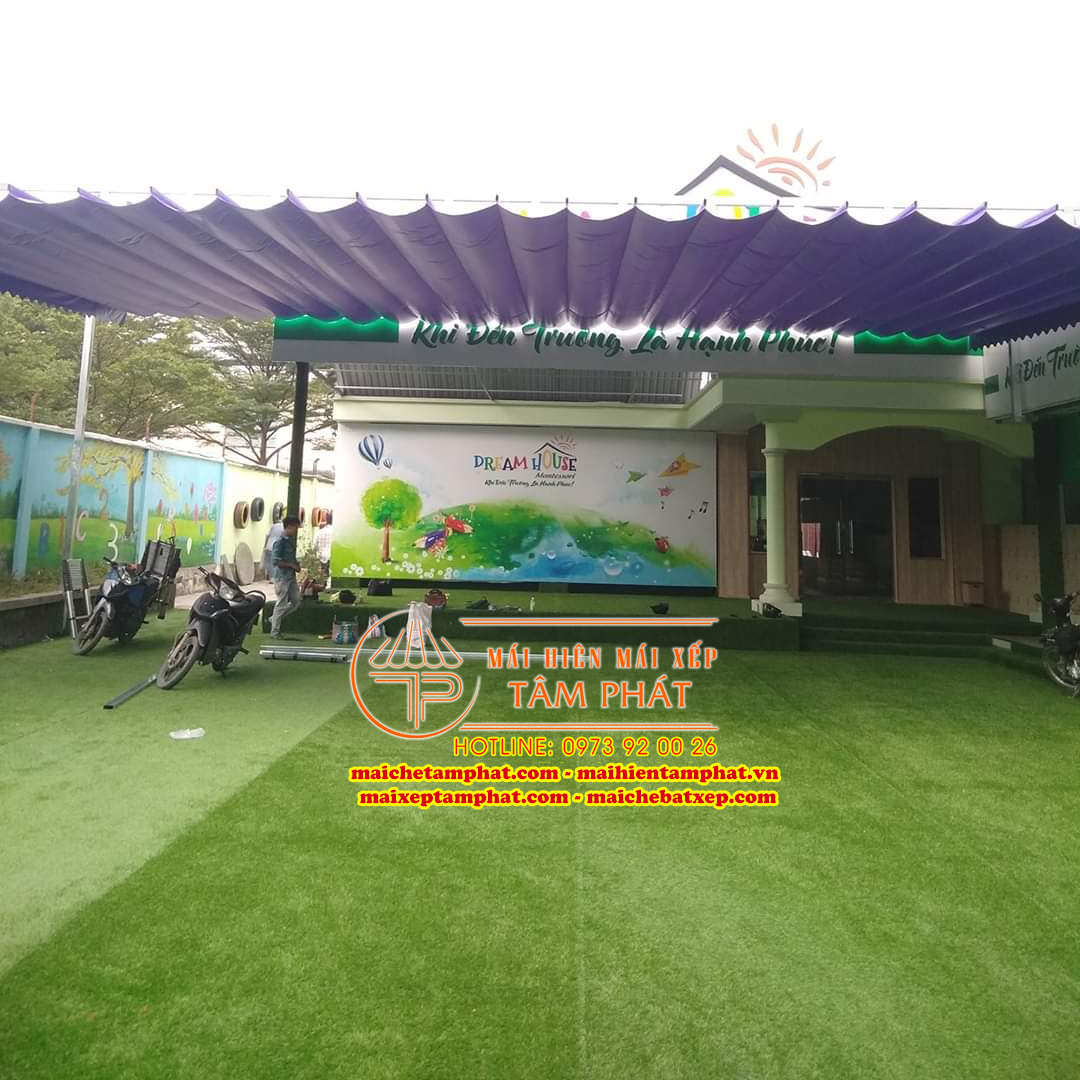 Thi công lắp đặt mái che di động TPHCM cho trường học, trường mầm non, nhà trẻ