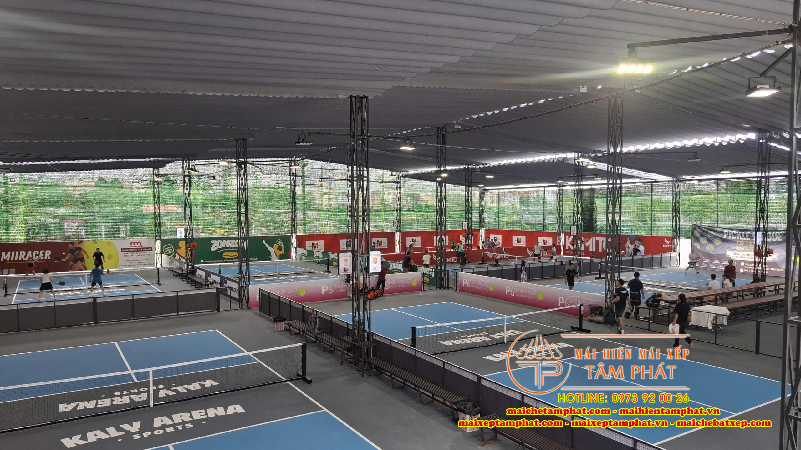 Thi công Mái che di động sân Pickleball ở TPHCM